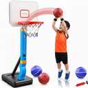 Toddler Basketball Hoop Adjustable for Kids  Indoor & Outdoor Basketball Hoop for Toddlers 1-3 with 4 Mini Basketballs, Pump, Wristband, Patches & Stable Base, Height Adjustable 2.55.5 Ft