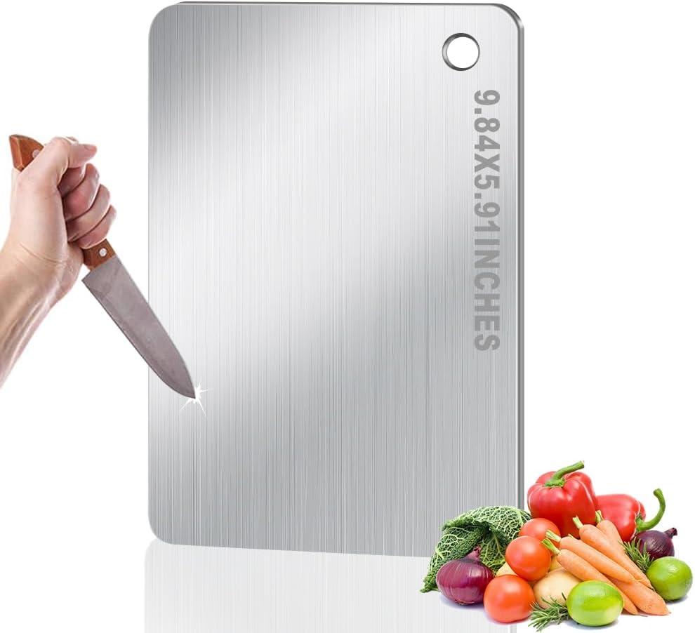 Cutting Board for Kitchen, Mini Stainless Steel Non Stick Chopping Board, Upgrade Double Sided Food-Grade Stainless Steel Board for Kitchen for Meat Cheese Vegetable (Mini)