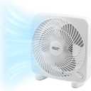 Comfort Zone Box Fan, 9 inch, Portable, Electric Quiet, 3 Speed, Small Box Fan, Desk Fan, Table Fan, Airflow 9.65 ft/sec, Ideal for Home, Bedroom, Dorm, & Office, CZ9BWT