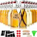 Ruckae 12 Pack 8.5oz Swing Top Glass Bottles with Lids Kombucha Coquito Flip Top Glass Bottle for Syrup Vanilla Extract Brew Beer Kefir Air Tight Bottles for Gift (8.5 oz 12 pack)