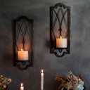 Candle Sconce(Set of 2),Metal Wall Decorations,Rustic Home Decor,Wall Candle Sconces,Gold Black Wall Sconces (Black Gold Sconce-ch)
