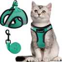 FAYOGOO Escape Proof Cat Harness and Leash Set for Walking, Secure-Fit Step-in Cat Vest Harness, Soft & Lightweight for Kittens and Large Cats (M(Chest 10-12"), Green)