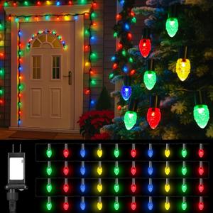 Christmas Pine Cones String Lights 110V Plug in 200 LED 131 FT C7 Fairy Twinkle String Lights 8 Modes Incandescent Light for Indoor Outdoor Wedding Party Christmas Decoration