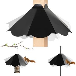 Oversized 21 Inch Metal Squirrel Baffle, Chew-Proof Weatherproof Squirrel Guard for Bird Feeder Pole and 4x4 Post, Outdoor Hanging Squirrel Proof Baffle, Black