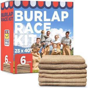 Shop Square Potato Sack Race Bags, 23x40 - Set of 6, Fun Burlap Sacks for Kids & Adults, Perfect for Field Day, BBQs, Picnics, Parties & More