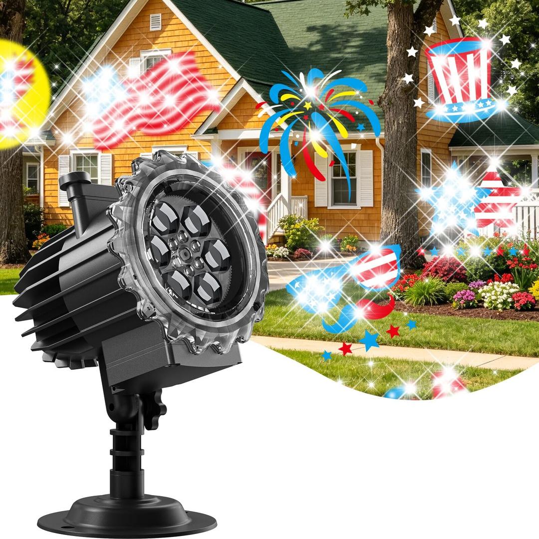 PEAKCLOUDS Christmas Projection Lights Outdoor - LED Holiday Projector Lights with Auto Timer and Waterproof Design for Indoor Outdoor Yard, Patio, Garden, Party Decor