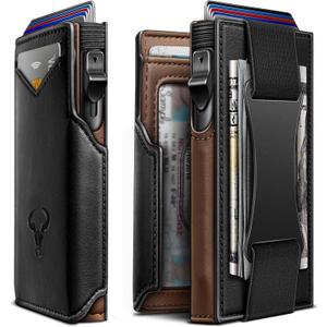 BULLIANT Men Wallet Gift Boxed,Slim Front Pocket Wallet Money Clip Card Holder 3.8"x2.7",Pop-up Access