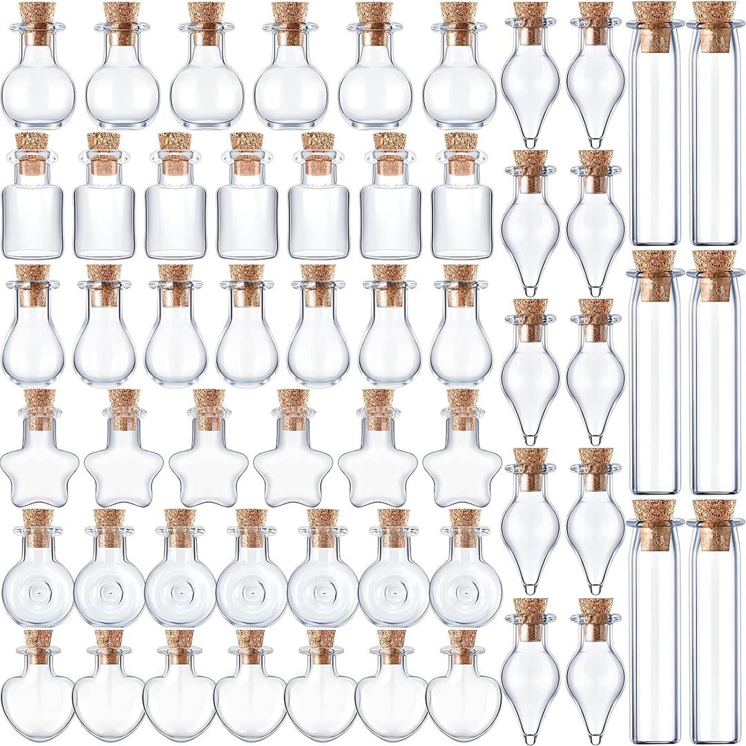 Geiserailie 80 Pieces Tiny Glass Bottles Spell Jars with Cork Stoppers Small Mini Wishing Potion Bottles Witchcraft Supplies for Winter Wedding Party Decor Drifting DIY Crafts Project(Classic Style)