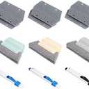 AERKA Window Groove Cleaning Brush Window Door Track Cleaning Tool for Home, 2 Groove Gap Cleaning Brush,3 Window Slot Clean Brush with Dustpan