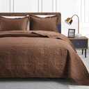 Love's cabin California King Size Quilt Bedding Set Brown Bedspreads - Cal King Lightweight Bedspread Comforter - Coin Pattern Coverlet for All Season - 3 Pieces (1 Quilt, 2 Pillow Shams)