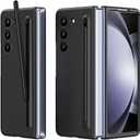 for Samsung Galaxy Z Fold 7 Case with Slim S-Pen Holder & Capacitance Pen, Built-in Front Screen Protector, Ultra-Thin Silky Liquid PC Frosted Bumper Full Body Drop Fall Protection - Black