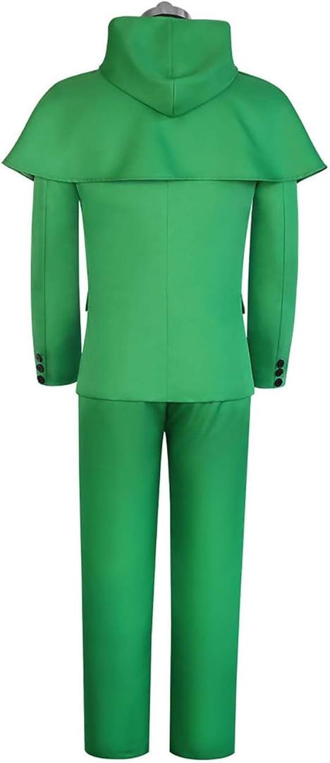 Green Suit Costume for Adult Men Halloween Superhero Jacket with Chain Cloak Pant Superhero Cosplay Outfits Full Set