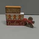 4 Pcs Christmas Table Decor Gingerbread Man Decoration Christmas Centerpiece Winter Tiered Tray Decor Rustic Gingerbread Block Signs Gift Winter Table Decoration for Xmas Party Kitchen Home