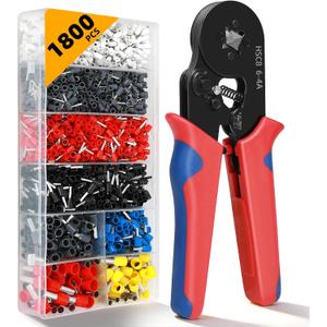 Ferrule Crimping Tool Kit - 1800PCS Wire Ferrules (AWG 23-7) with Self-Adjusting Ratchet Crimper Plier, Wire Ends Terminals Connectors Set for Electrical Wiring, Automotive, Audio, DIY