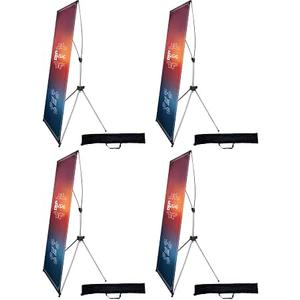 USCNC X Banner Stand Adjustable Fit Banner 23 x 63 to 32 x 78 Inch(STAND ONLY), Portable Travel Bag,Suitable for advertising, stores, exhibitions, restaurants, events, birthday parties, and other occasions (4 Pack)