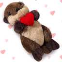 Sea Otter Stuffed Animal Plush Floating River Otter Cute Plushie Toys Stuffed Animal Girlfriend Boyfriend Ocean Birthday Mother Day Plush for Mom Gift(Heart)