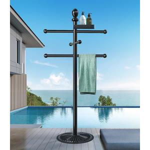 Pool Towel Rack Outdoor(Black)