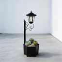 Solar Floor Lamps with Planter (2-in-1 Design), 29.5" Outdoor Solar Lamp Post - IP44 Waterproof, Warm Yellow Lights Dusk to Dawn 6-8Hr, Easy Install for Lawn, Patio, Porch, Yard & Pathway Decor