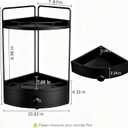 2-Tier Corner Bathroom Countertop Organizer with Drawer, Wooden Vanity Organizers for Makeup and Skincare Storage, Corner Counter Shelf with Embedded Screw Holes, Black