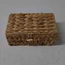 Wicker Shelf Baskets with Lid, Rectangular Storage Basket Bins with Handles Handwoven Home Desk Organizer Decor Boxes (Natural, X-Small)