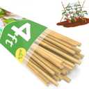 Garden Stakes 4ft, Natural Bamboo Stakes 4 Feet, Thicker Sturdy Plant Stakes 25 Pack for Tomatoes, Beans, Flowers, Potted and More Climbing Plants