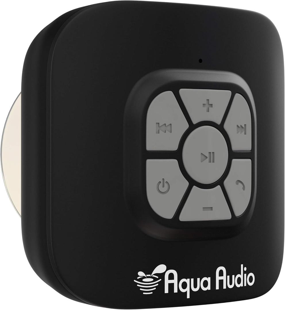 Shower Speaker Bluetooth Waterproof with Suction Cup - 10 Hours Playtime/Built-in Mic (Black)