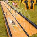Slip and Water Slide for Kids and Adults Extra Long Water Slides for Backyard Build in Sprinkler with Two Bodyboards Heavy Duty Summer Outdoor Backyard Water Toys (32FT)