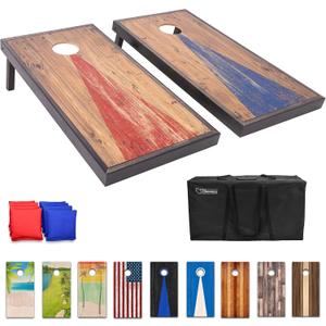 GoSports 4 x 2 ft Regulation Size Wood Cornhole Boards - 10 Vintage Wood Designs, Rustic Wood 
