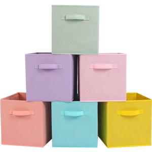 Stero 13x13x13 Inch Fabric Storage Bins 6 Pack Fun Colored Durable Storage Cubes with Handles Foldable Cube Baskets for Home, Kids Room, Closet and Toys Organization Multi Colors