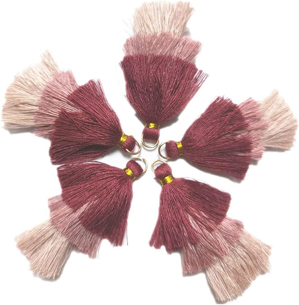 MSCFTFB 20 Pieces 2.4inch 3 Layers Small Tassels Tri-Colors Mala Tassel Charms with Jump Rings for Earring Necklace Jewelry Making Garland Keychain Dreamcatchers DIY Crafts Decorations(Dusty Rose)