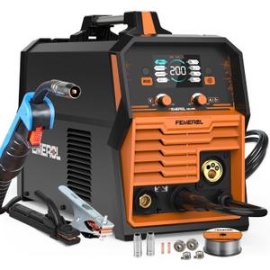 200A MIG Welder,4 in 1 Gas MIG/Gasless Flux Core/Stick/Lift TIG Multi-process Welding Machine Large LED Display 110V/220V Multi Welder