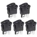 2 x VEXUNGA Round Rocker Switch 4 Pin Circle Switches Square On Off 6A 250V 10A 125V AC Black Round Toggle Switch Square for Car Marine Boat (Pack of 5pcs)