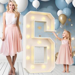 Ledido 4FT Marquee Light Up Numbers 6, Easy to Assemble Marquee Numbers 4 Feet Tall for Indoor & Outdoor Events, Large Lighted Number for Birthday Graduation Baby Shower Anniversary Party Decorations