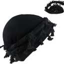 Turban Durag for Men Halo Head Wraps Scarf Satin Silk Lined Cap Turbines with Tassel Trim