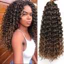 GoGo Curl Crochet Hair for Women Water Wave Curly Crochet Hair Wavy Hair Deep Wave Beach Curl Crochet Synthetic Hair Extensions (18 inch(Pack of 6), T1B/30)