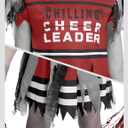 Spooktacular Creations Kids Zombie Cheerleader Halloween Costume, Dead Cheerleader Costume for Girls, Fearleader Outfit (Small(5-7 yrs), Red)