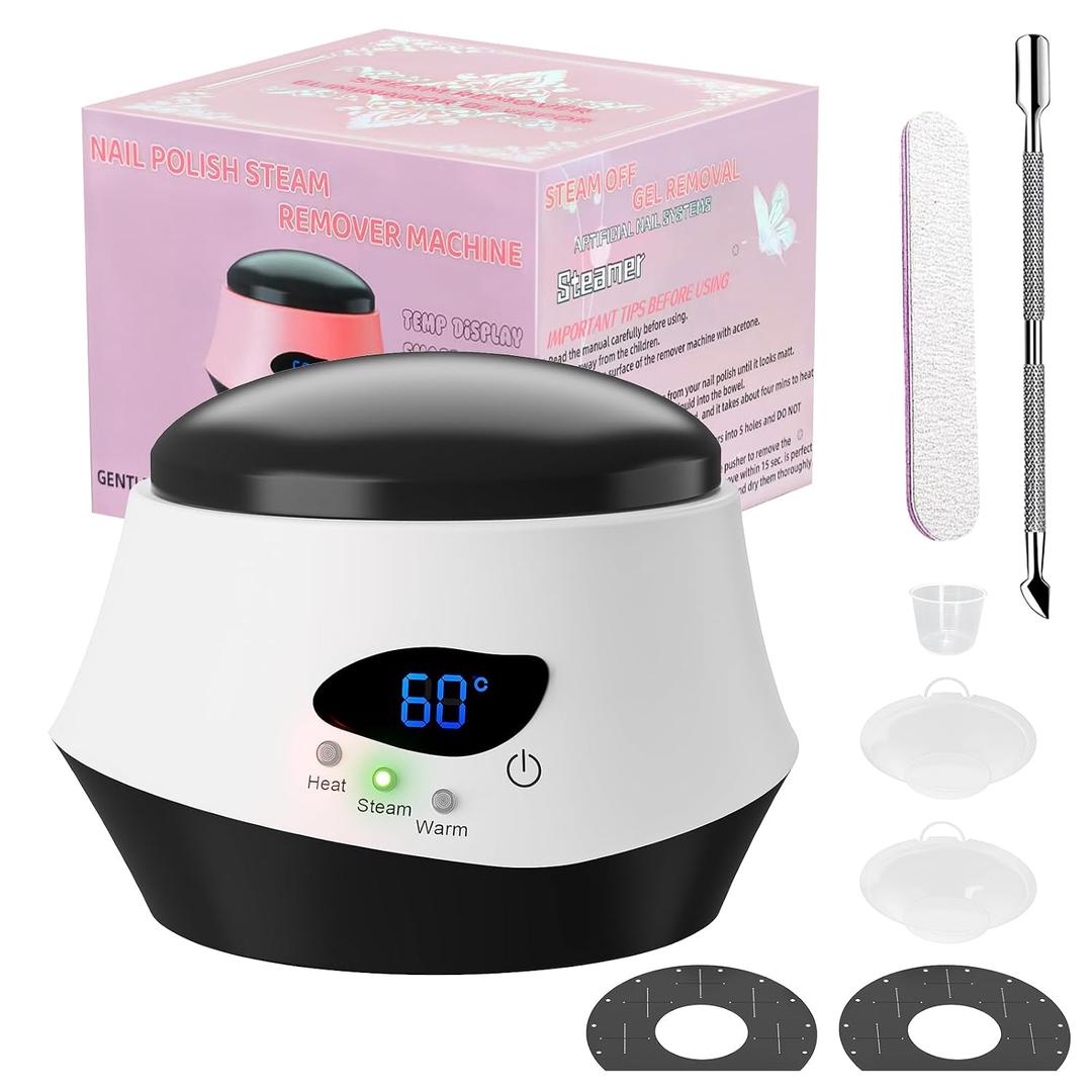 50W Nail Steamer Gel Nail Polish Remover MachineQuick Nail Gel Removal Steamer Acrylic Nail Remover Gel Polish Remover for Salon Home Use Portable Electric Nail Steamer Tools