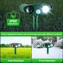 2 Pack Solar Animal Repeller for Raccoons, Deer & Squirrels - Ultrasonic & Strobe Light, Outdoor Deterrent for Cats, Dogs, Raccoons, Rabbits, Skunks, Foxes & More