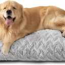 EHEYCIGA Washable Large Dog Bed for Crate 35x23 Inch, Reversible Kennel Pad for Dogs Weight Up to 45 lbs, Plush and Comfy Pet Sleeping Mat, Grey