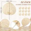 BBTO 32 Pieces Woven Bamboo Fans Handmade Hand Weaving Handheld Natural Raffia Hand Fans Bulk for Indoor Outdoor Summer Cooling Supplies Farmhouse Wall Decor Wedding Party Favors