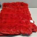 Leximan Cozy Faux Fur Throw Blanket for Couch, Reversible Plush Fluffy Decorative Bubble Throw for Sofa and Living Room, Soft Lap Blanket for Bed, Dog & Cat (Red, 40''x50'')