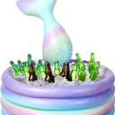 Bencailor Mermaid Party Decorations Mermaid Tail Inflatable Cooler Blow up Drink Cooler Floating Ice Chest Mermaid Drink Holder for Holiday Birthday Party Decorations (Purple,14 x 29.5'')