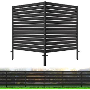 2 Panels No-Dig Metal Privacy Fence Screen, 48" H × 48" W Outdoor Air Conditioner Fence, Rustproof AC Unit Cover to Hide Trash Bins, Pool Equipment Enclosure, Decorative Garden, Patio & Backyard