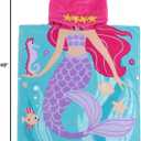 Child 100% Cotton Hooded Towel 24 x 48 inches (Mermaid) (Pink)