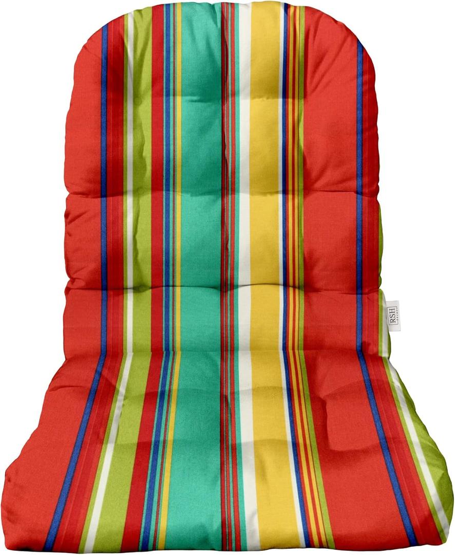 Tufted Adirondack Chair Cushion, 42.5"x 21" - All-Weather Spun Fabric, Water and Fade-Resistant, Outdoor Cushion for Patio Furniture, Bright Colorful Stripe