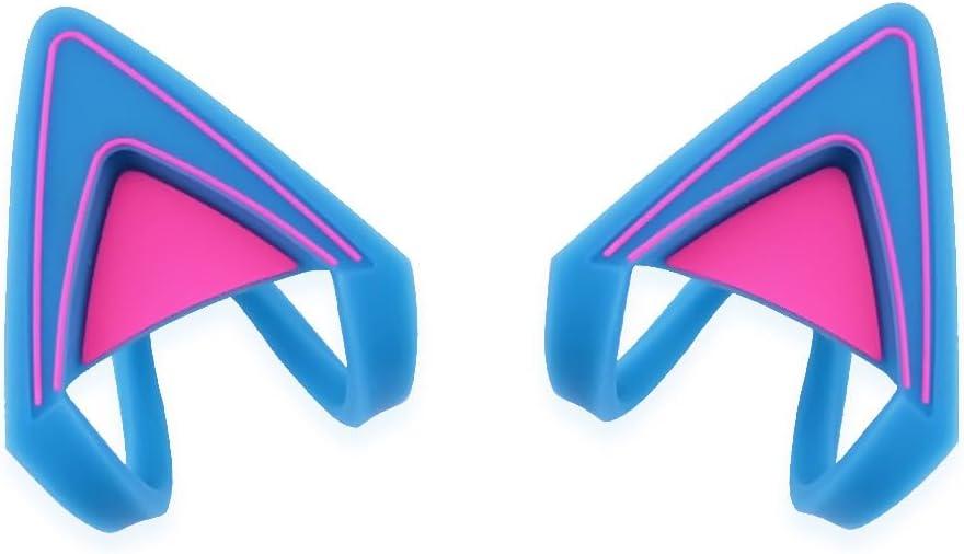 Glow in Dark Silicone Cat Kitty Ears Lovely Fluorescent Cat Ears Compatible for Bose/Razer/HyperX/Corsair/SteelSeries Arctis/Edifier Gaming Headphones (Blue)