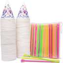 200 Snow Cone Cups 6 Oz and 200 Spoon Straws