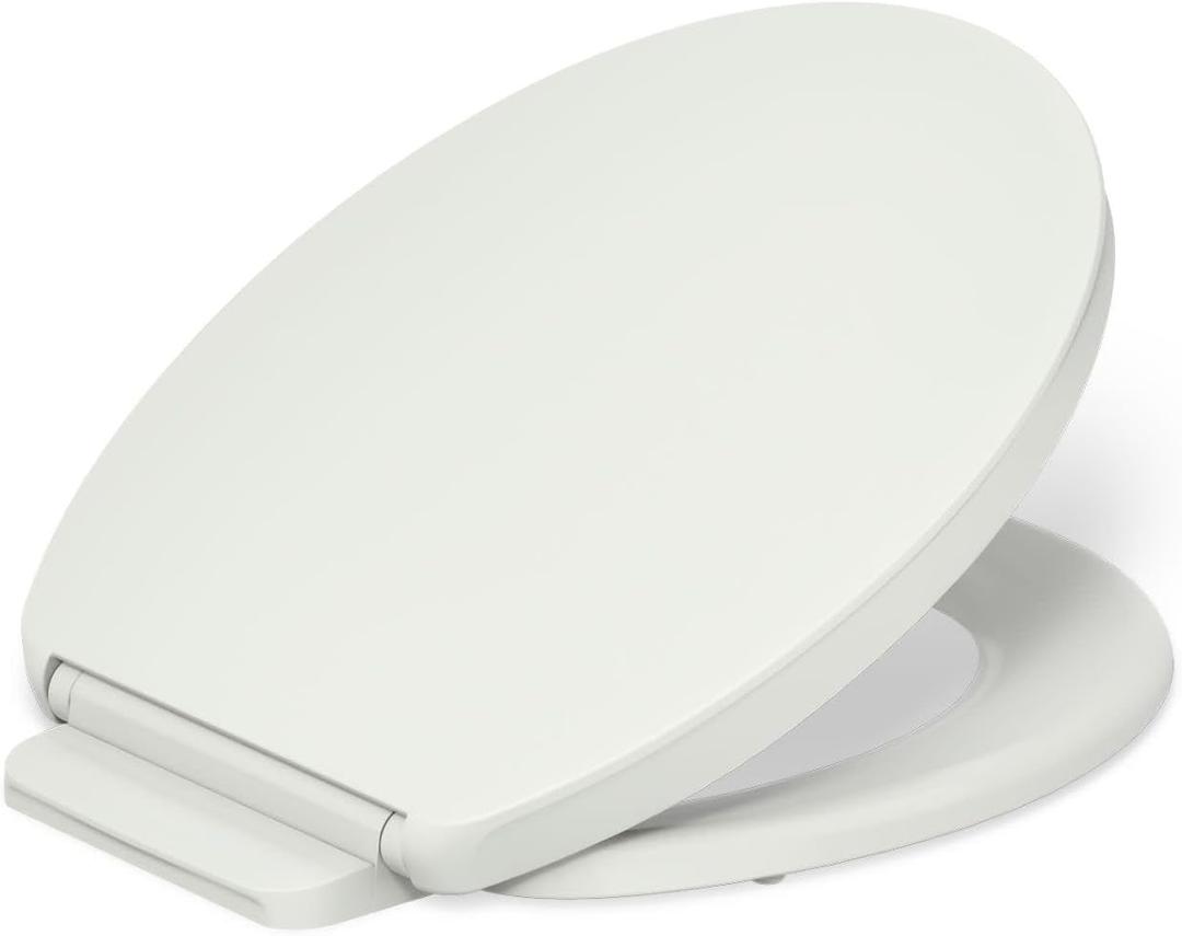 KOHLER K-26802-NY Impro ReadyLatch Quiet Close Round Toilet Seat, Soft Close Lid, Compatible with Round Toilets, Dune