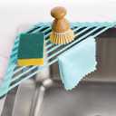 Tomorotec Compact Silicone-Coated Triangle Dish Drying Rack for Sink Corner - Foldable Stainless Steel Over-The-Sink Organizer and Storage Shelf (Mint Green)