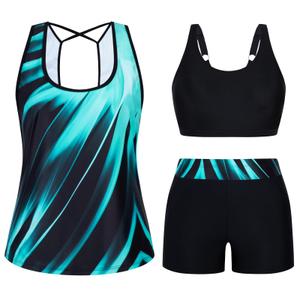 Arolina 3 Piece Swimsuits for Women Tankini Sets Modest Bathing Suits Plus Size Swimsuit Swimwear 2026 Size M